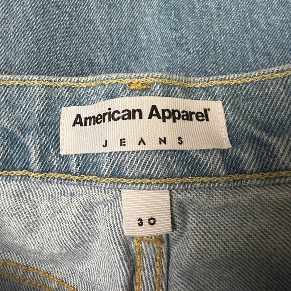 American Apparel 100% Cotton Rigid Denim Jeans Mom Straight Tapered High Rise 30 - Picture 5 of 9